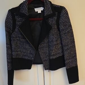 Black and Blue Metallic Tweed Blazer